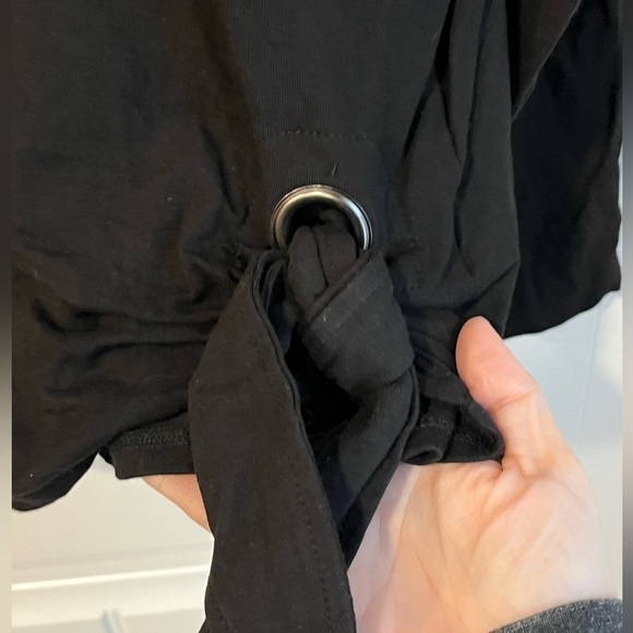 Nwot TripleLuxe Knit Grommet Side Tie Top Black Belle by Kim Gravel Medium M - Picture 4 of 8